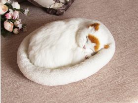 Mô hình Mèo Nằm Ngủ Có Thở Trắng Đốm Vàng